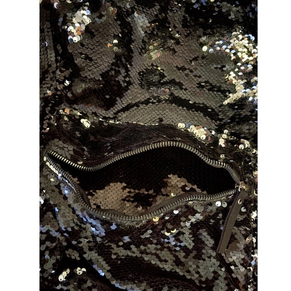 Black Sequin Zippered Backpack main image 6